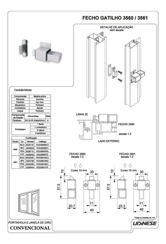 15 Fecho Gatilho 3560 Para Portas E Janelas Branco Udinese