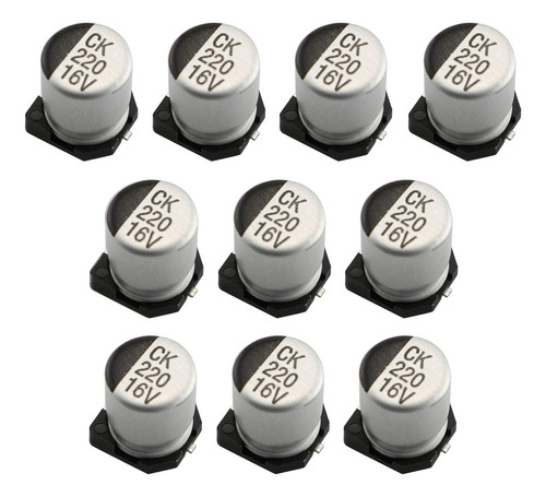 Condensador Tegg 10pcs 220uf 16v 20% Smd Condensadores Elect