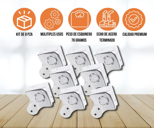 Set 8 Esquineros Cubo Grande Cromado Flycase Mod. Cg3209