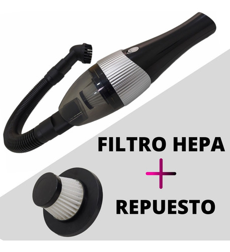 Imagen 3 de 3 de Aspiradora Recargable Wirelees Auto Hogar Filtro Hepa Usb