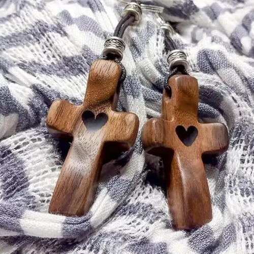 3 Piezas Decoración Llavero Con Cruz Madera