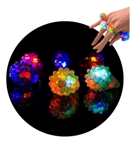 Anillos Led Silicona X10 Diamante Luminosos Cotillon Carioca