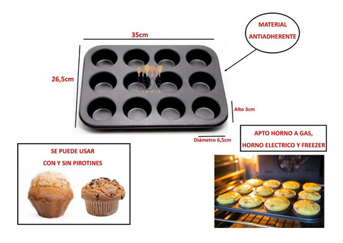 Set Kit Reposteria Muffins Flanera Teflon Manga Picos Planch