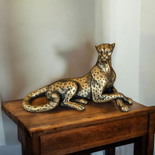 Pantera Ataque Premium Dourada Guepardo Presente Onça Casa Dourado-escuro