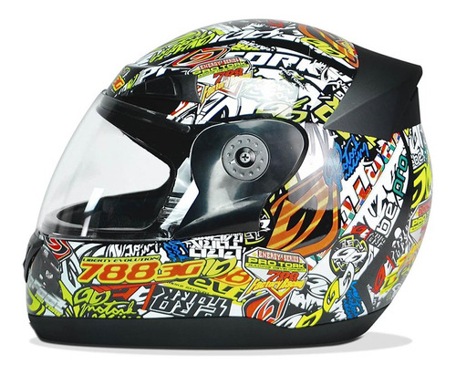 Casco Moto Integral Evolution Protork Sticker Bomb T58