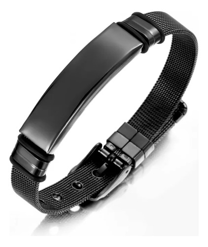 Pulsera Ajustable Tipo Reloj Placa De Acero Personalizado