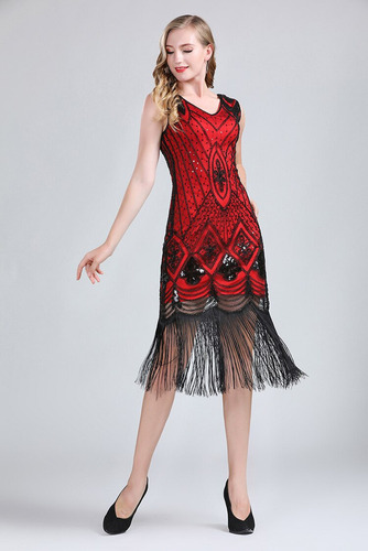 Vestido De Fiesta Con Estampado De Flapper Great Gatsby De L