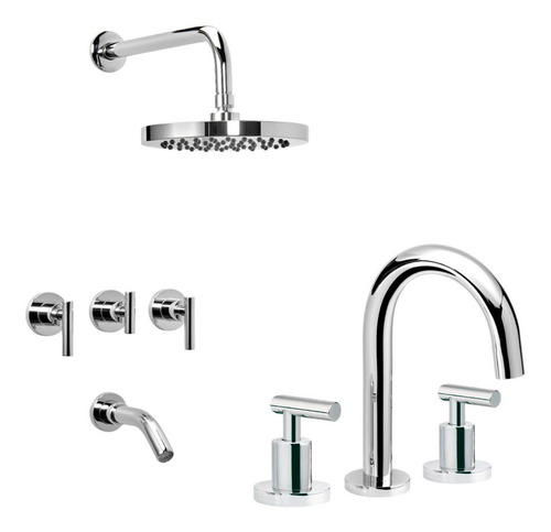 Imagen 1 de 8 de Combo Griferia Lavatorio Ducha Adra Plus Peirano