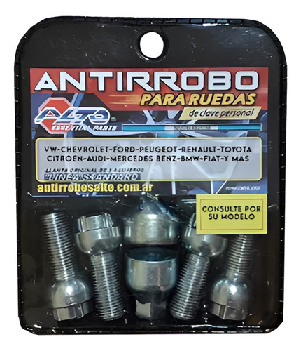 Bulones Tuercas Antirrobo Seguridad Ruedas Peugeot 206