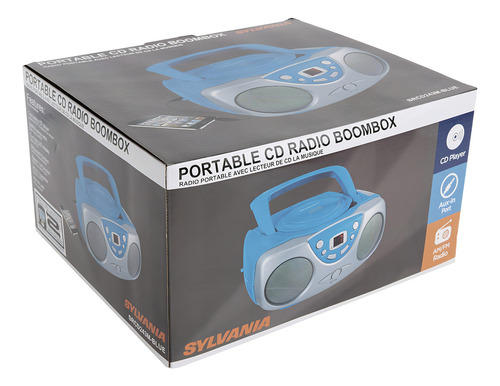 Sylvania Srcd243 Portable Cd Player With Am/fm Radio, Boombox (blue)