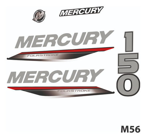 Calcos Outboards Mercury 150 Hp 2018-2020 4t Silver M 56