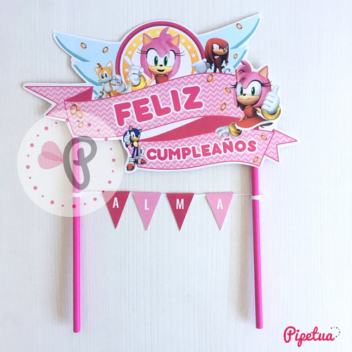 Topper Para Torta Amy Rose Sonic Centro Torta Pincho Adorno