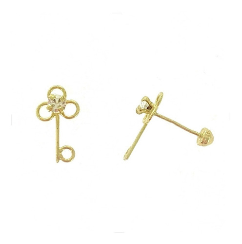 Arete Broquel Silueta Llave Oro 10k Kt / Niña Mujer Regalo