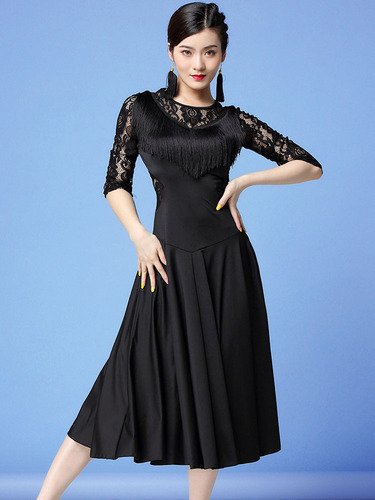 Traje De Baile Para Mujer, Vestido De Salón, Disfraz De Samba, Color Negro