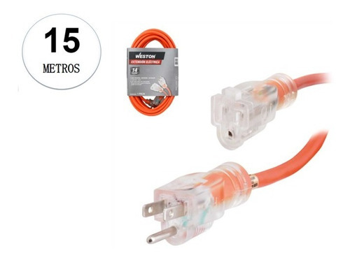 Cable De Extension Electrica Sjtw14/3c C/ind 15m Color Naranja