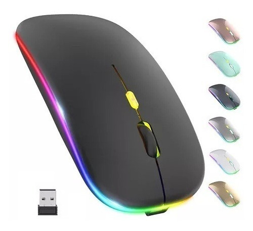 Mouse Inalambrico Recargable Luz Led Bluetooth Ergonomico