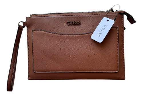 Bolsa De Mano Guess 100% Original Marrón Lisa Logo Marrón