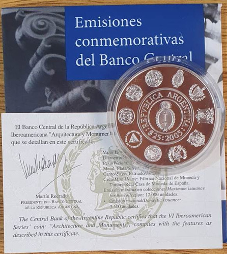 Argentina Moneda De Plata Teatro Colon Vi Serie Ibero Palerm (Usado)