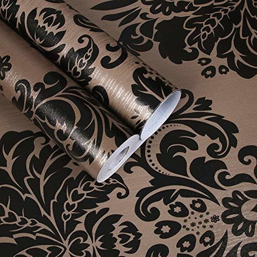 Black And Brown Damask Peel Stick Wallpaper Wall Mural ...