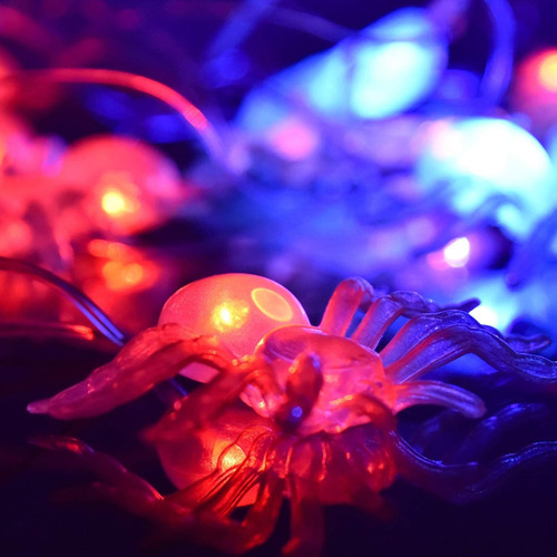 Imagen 2 de 3 de Guirnalda Arañas Con Luz Decoración Halloween