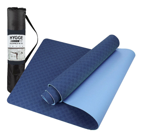 Mat Yoga Colchoneta Bicolor Pilates Fitness Tpe 6mm + Funda