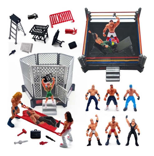 Figuras De Lucha Libre Miniatura Con Accesorios