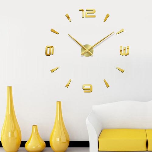 Reloj De Pared Autoadhesivo Dorado Diy Sin Marco Digital Gra