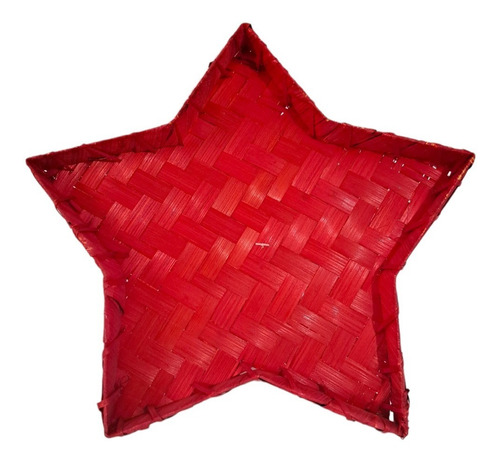 Charola De Mimbre  Estrella Roja 