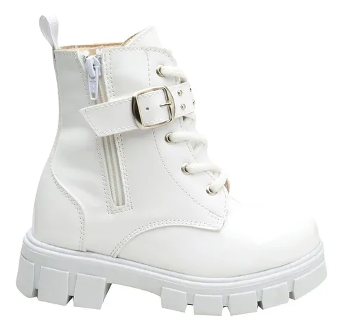 Botines Blancos De Niña Bota Charol Amelie Blanco Fareli