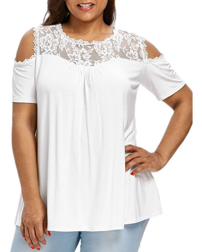 Mujer Tallas Grandes Encaje Off-the-hombro Top 7521