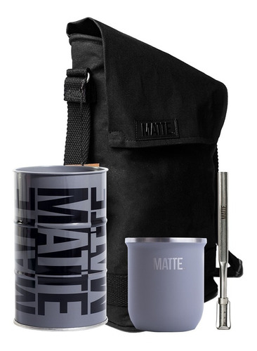 Set Mate Steel + Bombilla + Tambo Yerbero + Matera