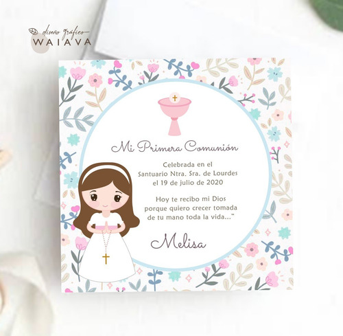 Imagen 3 de 10 de Estampas Tarjetas Primera Comunión De Nenas X 2u