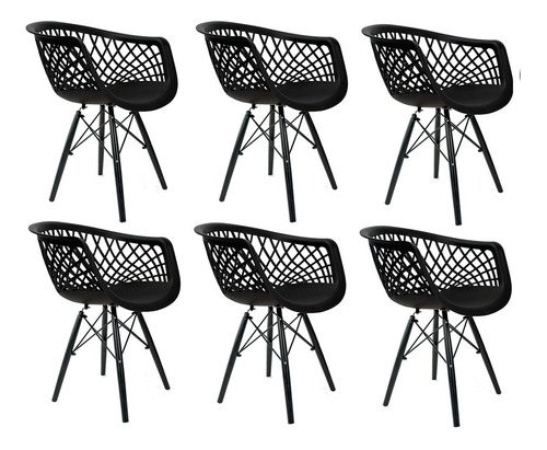 Imagem 1 de 6 de 6 Cadeiras Web Cloe Dsw Pp Preto - Artilumiancao