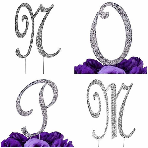 Cake Topper Iniciales Letras Diamante Adorno Para Pastel 