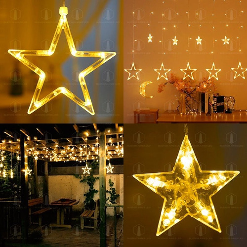 Imagen 4 de 10 de Cortina Led Luces Estrellas 2d Tira 3 Metros 220v Navidad