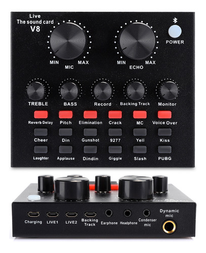 Tarjeta De Sonido De Transmisión En Vivo V8 Abs Black Con Aj