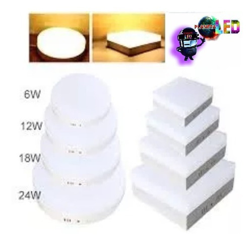 Imagen 6 de 7 de Lampara Led Panel Sobrepuesta Cemento Losa 6w 12w 18w 24w