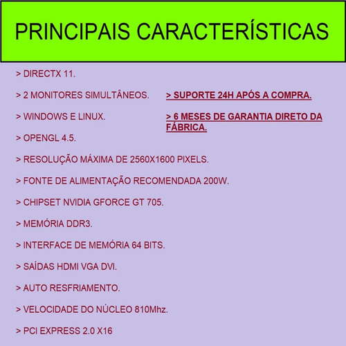 Placa De Video Nvidia Vga Geforce Gt 705 2gb Ddr3 Gamer