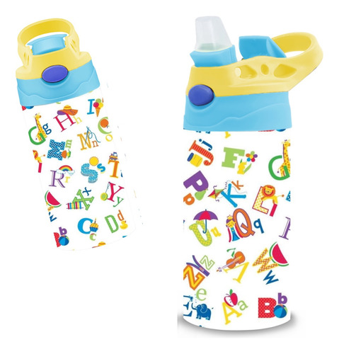 Termo Infantil Abecedario Acero Inoxidable Doble Capa 320 Ml Amarillo