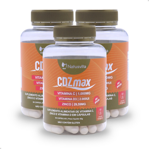 Vitamina C 1000mg D3 2000UI Zinco 180 Cápsulas Imunidade