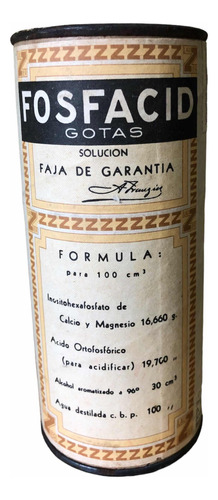 Frasco Antiguo De Farmacia Fosfacid, Principios Del Siglo Xx