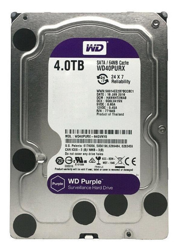 Imagen 2 de 5 de Disco Duro Interno Western Digital Wd Wd40purx 4 Tb Púrpura