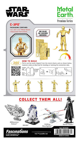 Rompecabezas Puzzle Metálico 3d Star Wars C-3po 17cm 14+