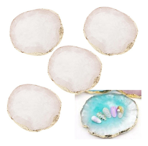 4x Faux Agate Resin Slice Drink Coaster Display Pad