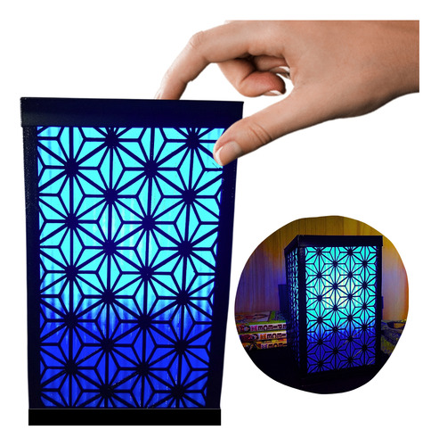 Lámpara Mesa De Luz Escritorio Kumiko - Estilo Japonesa Negro Azul