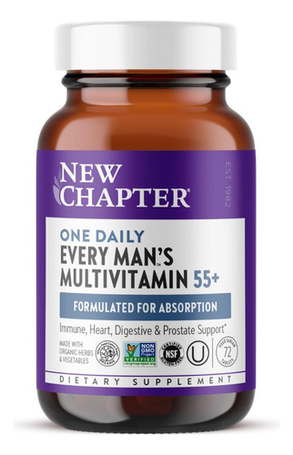Multivitaminico Diario Para Hombre 55+ New Chapter 72 Tablet Sabor Sin Sabor