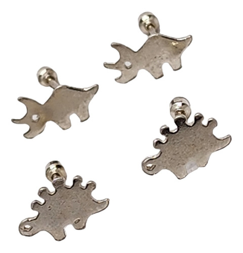 Aretes De Dinosaurio 2 Pares De Plata 925+ Estuche D3