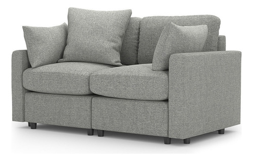 Sofá Loveseat Seccional Modular 2 Plazas + Pillow Pack | Gris Claro Liso