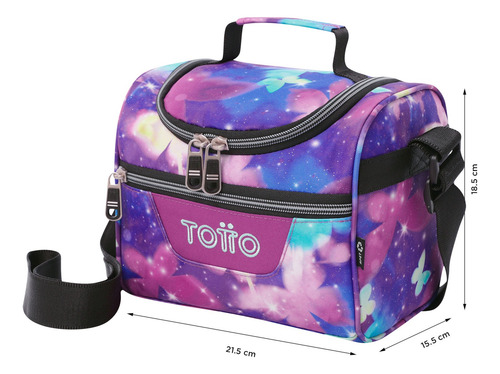 Totto Combo Mochila, Lonchera Y Lapicera - Set Kit Escolar A Mariposas Glitter