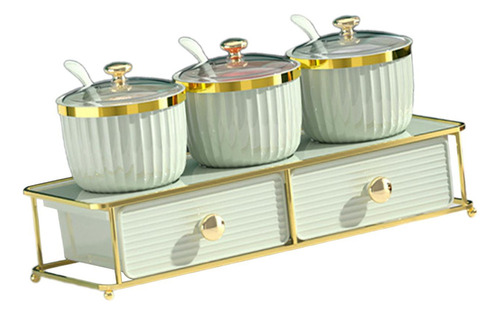 Recipientes Para Especias De Luz De 3 Rejillas Verde.